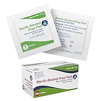 Dynarex Alcohol Prep Pads, Medical-Grade and Non-Woven Prep Pads, Saturated with 70% Isopropyl Alcohol, Rapid-Acting Antiseptic Wipes, 1-Ply, Medium, 1 Box of 100 Alcohol Prep Pads