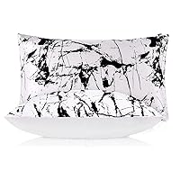100% Silk Mulberry Pillowcase for Hair with Cotton Underside King 20x36 Inch White Marble Print 1pc 19 Momme Gift Box