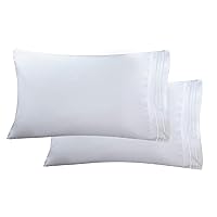 Elegant Comfort Luxury Ultra-Soft 2-Piece Pillowcase Set - 1500 Premium Hotel Quality Microfiber Double Brushed - Wrinkle Resistant, King Size, White