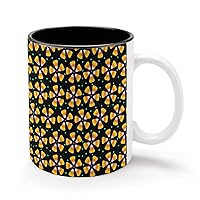 Candy Corn Happy Halloween 11Oz Coffee Mug Personalized Ceramics Cup Cold Drinks Hot Milk Tea Tumbler with Handle and Black Lining
