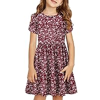 Girls Summer Stretchy Dress A line Twirly Skater Dresses with Pockets 5-14 Years