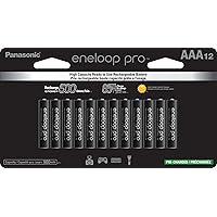 Eneloop Panasonic BK-4HCCA12FA pro AAA High Capacity Ni-MH Pre-Charged Rechargeable Batteries, 12-Battery Pack