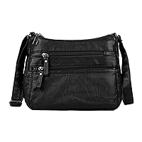 LHHMZ Women Vintage Soft Leather Crossbody Bags Small Hobo Shoulder Bags Multi Pockets Ladies Purse Messenger Bag