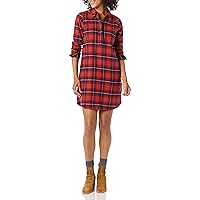 Goodthreads Women's Brushed Flannel Long-Sleeve Relaxed-Fit Popover Shirt Dress