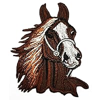 Kleenplus Brown Head Horse Patches Sticker Comics Cartoon Iron On Fabric Applique DIY Sewing Craft Repair Decorative Sign Symbol Costume