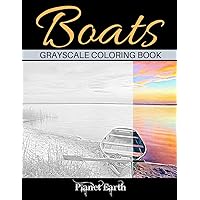 Boats Grayscale Coloring Book: Adult Coloring Book. Beautiful Images of Small Boats on the Beach.