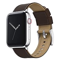 BARTON WATCH BANDS, Elite Silicone Apple Watch Bands - Choose Color - Compatible w/all Apple Watches - 38mm, 40mm, 42mm, 44mm (Small Apple Watch (38mm & 40mm), Brown Top/Khaki Tan Bottom)
