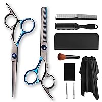6 inch dark blue professional hair cutting thinning scissors barber shears set Texturizing Blending Hairdressing Shear Haircut Scissor Kit with ergonomic grip