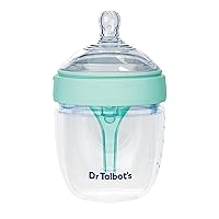 Dr. Talbot's Anti-Colic Silicone Bottle with Advanced Venting System and Slow Flow Soft Flex Nipple, Aqua Top, 5 oz, 1-Pack