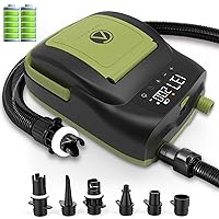 Crew & Axel Rechargable Electric Paddle Board Pump (Wireless) – (20PSI, 12V) Portable Air Compressor Also for Inflatable SUP, Kayaks, Pools, Boats, Stand up Boards - 6000 MAH Battery Green
