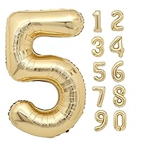 40 inch White Gold Number 5 Balloon, Giant Large 5 Foil Balloon for Birthdays, Anniversaries, Graduations, 5th Birthday Decorations for Kids