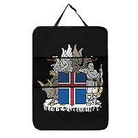 Coat of Arms of Iceland Kick Mats Back Seat Protector Car Seat Back Protector with Storage Pockets