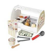 Melissa & Doug Wooden Scoop and Serve Ice Cream Counter (28 pcs) - Play Food and Accessories - Pretend Food, Ice Cream Shop Toys For Kids Ages 3+