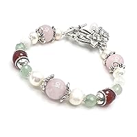 Juno Fertility and Pregnancy Bracelet/Genuine Gemstones/Rose Quartz, Moonstone, Green Aventurine, Carnelian, Freshwater Pearls/Healing Crystal Beaded Jewelry