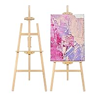 Adjustable Wooden Painting Easel, Art Easel Stand Hold up to 48'', Painting Canvas for Wedding Sign and Poster, Drawing for Adults, Begginners and Students