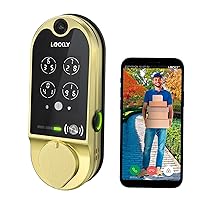 Vision Smart Lock, Camera Video Two-Way Audio 6-in-1 Keyless Entry Door Lock with Doorbell Fingerprint Door Lock with APP Control Digital Keypad Wi-Fi Deadbolt Door Locks- Brushed Gold