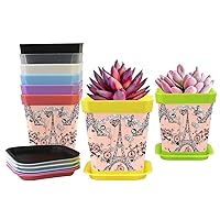 Flower Pots Paris Gardening Containers (8 Colors) Nursery Pots 8-Pack Planters Plant Pots with Pallet