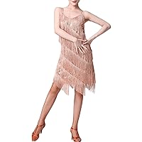 Women Sexy Fringe Dresses Spaghetti Strap Bodycon Mini Dress Glitter Tassel Sequin Party Prom Dance Flapper Dress