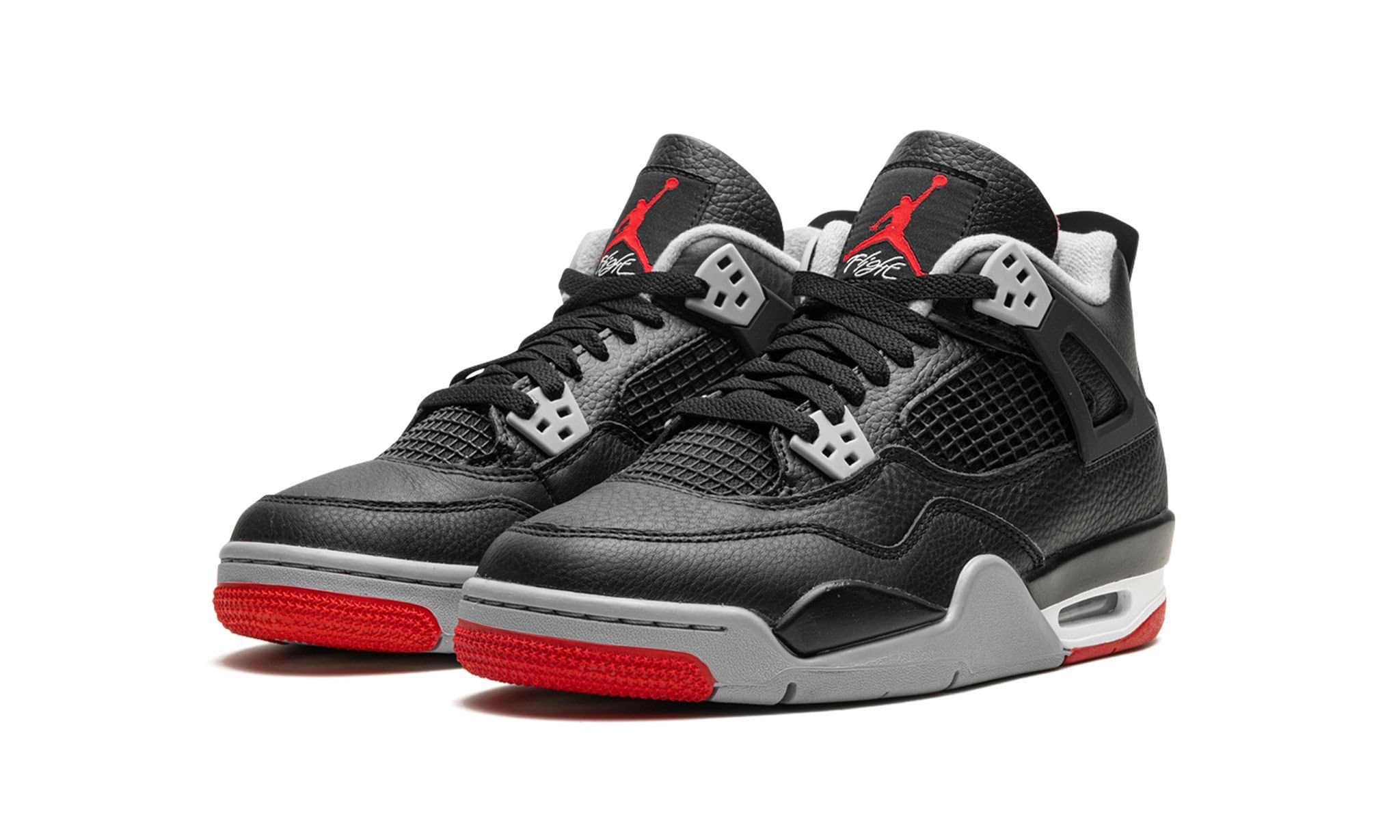 Jordan 4 Retro Grade School Black/Fire Red-Cement Grey FQ8213-006 7Y