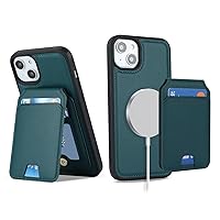 Ｈａｖａｙａ for iPhone 14 Case with Card Holder iPhone 13 Wallet Case Magsafe Compatible Magnetic Detachable Wallet Leather case for Women and Men-Green