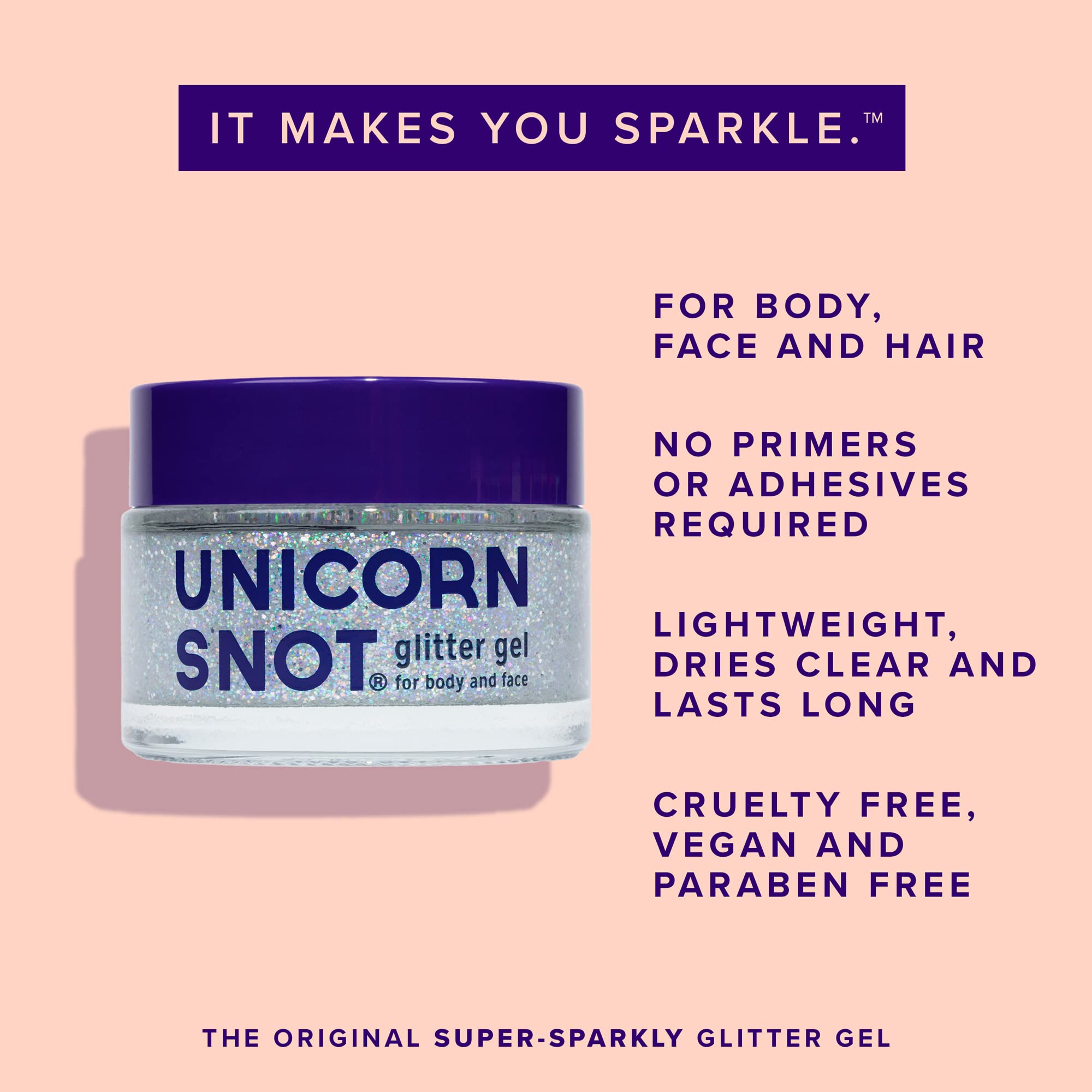 Unicorn Snot Holographic Body Glitter Gel for Body, Face, Hair - Vegan & Cruelty Free - 1.7 oz (Disco)