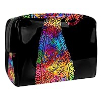 Bright Element Paisley Mehndi Waterproof Cosmetic Bag 7.3x3x5.1in Travel Cosmetic Bags Multifunctional Bag for Women