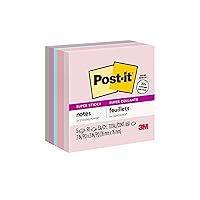 Post-it Super Sticky Recycled Notes, 3 in x 3 in, 5 Pads, 2x the Sticking Power, Bali Collection, Pastel Colors (Lavender, Apricot, Blue, Pink, Mint), 30% Recycled Paper (654-5SSNRP)