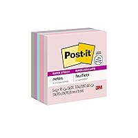 Post-it Super Sticky Recycled Notes, 3 in x 3 in, 6 Pads, 2x the Sticking Power, Bali Collection, Pastel Colors (Lavender, Apricot, Blue, Pink, Mint), 30% Recycled Paper (654-5SSNRP)