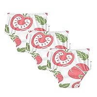 Baby Boys Training Potty Underwear Red Cute Tomato Ripe 3pcs Reusable Training Underpants Boxers Underwear for Toddler