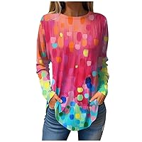 Christmas Tops for Women 2023 Graphic Long Sleeve T Shirt Cute Crew Neck Blouses Casual Cozy Fall Outfits