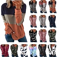 Womens Fall Fashion 2022 Casual Crewneck Sweatshirt Solid Striped Shirt Long Sleeve Loose Pullover Comfy Tops