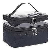Handcuffs Makeup Bags Double Layer Travel Cosmetic Cases Make up Organizer Toiletry Bag with 2 Zipper for Mens Womens, Black, Cosmetic Bag