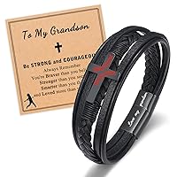 Baseball Gifts for Boys, Leather Bracelet for Son/Grandson/Nephew on Christmas/Birthday/Valentine's Day
