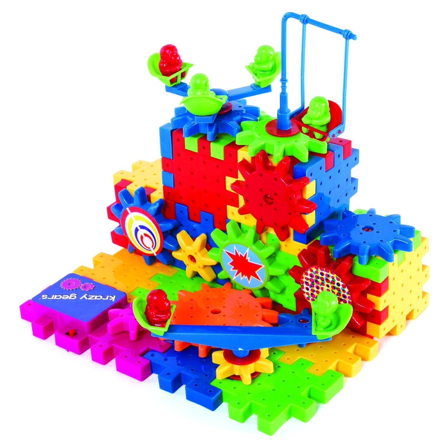 Krazy Gears Gear Building Toy Set - Interlocking Learning Blocks - Motorized Spinning Gears - 81 Piece Playground Edition