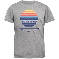 Old Glory Surf's Up Lima Beach Heather Grey Adult T-Shirt - Large