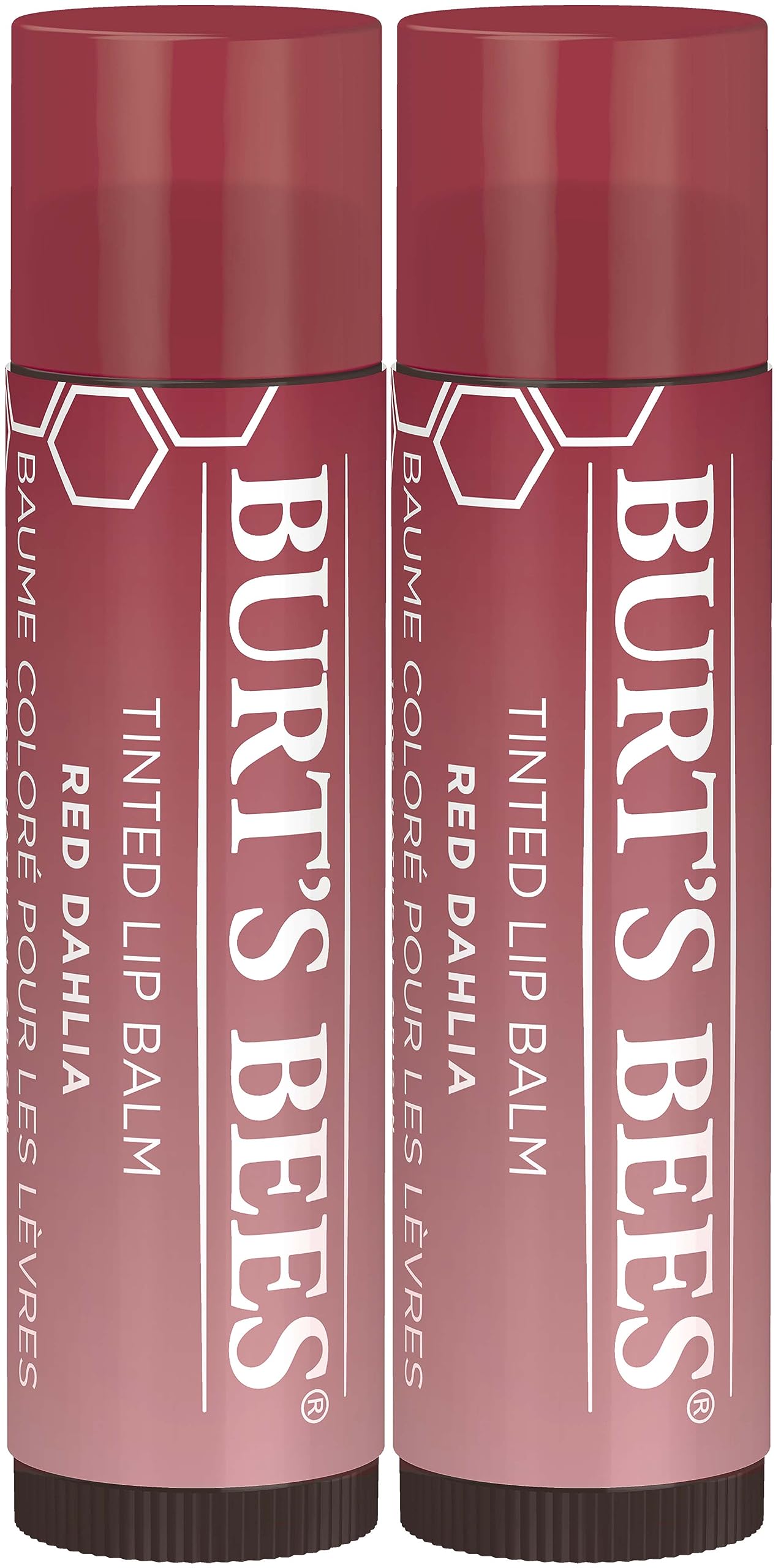 Burt's Bees Lip Balm, Tinted Moisturizing Lip Care for Women, 100% Natural, with Shea Butter, Red Dahlia (2 Pack)
