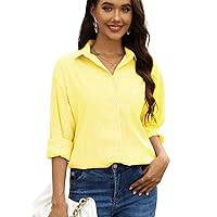 JMITHA Womens Fashion Striped Shirt Classic Long Sleeve Button Down Shirt Business Casual Blouses Work Tops with Pocket