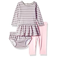 Hanes Baby-Girls Flexy Long Sleeve Tunic With Diaper Cover And Legging Set