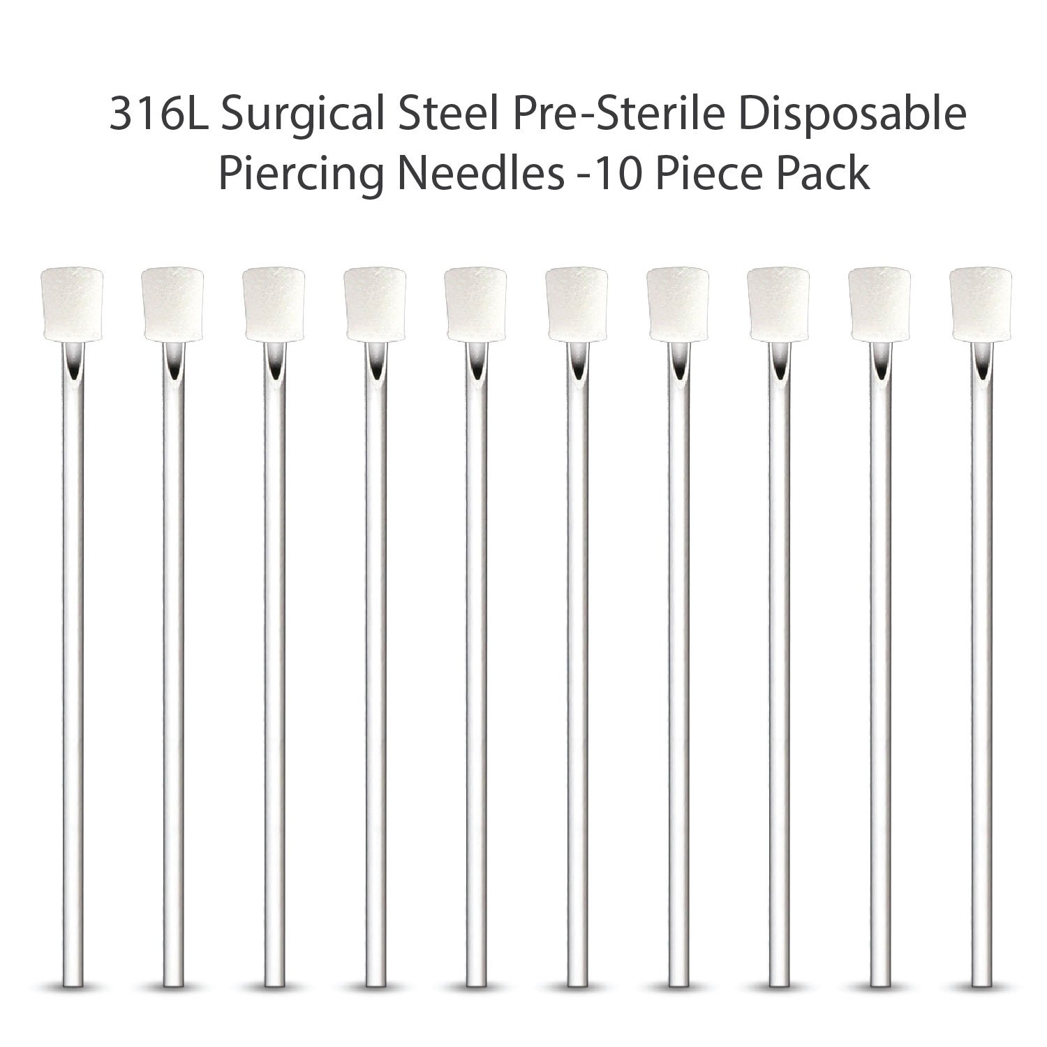 BodyJ4You 10PC Piercing Needles Surgical Steel 16G Ear Nose Belly Tongue Nipple Eyebrow Labret