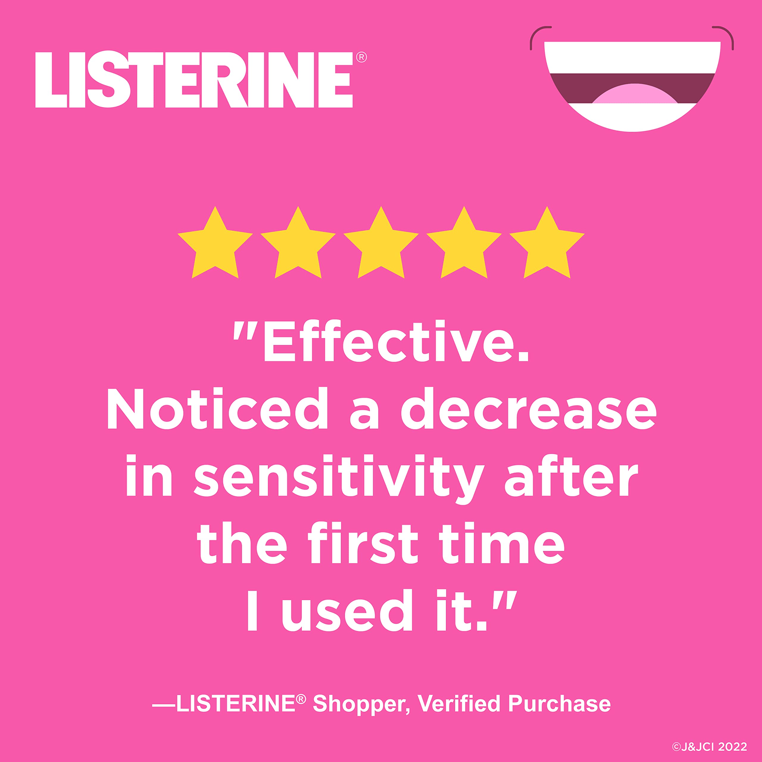 Listerine Sensitivity Mouthwash, 24-HR Tooth Sensitivity Relief & Protection, Alcohol-Free Formula in Fresh Mint Flavor, TSA Compliant Travel-Sized Bottle, 3.2 fl. oz