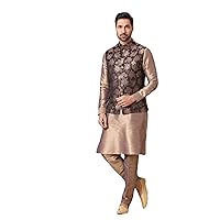 Indian Royal Ethnic Designer Wedding Festive Traditional Jodhpuri Kurta Pyjama With Nehru Jacket (Waistcoat) for Men
