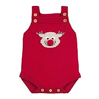 Newborn Baby Rompers for Boys and Girls,Toddler Infant Knit Sweater Jumpsuit Vest Outfit-Red 0-6 Months
