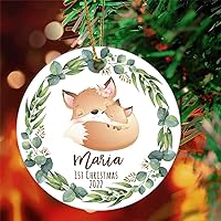 Baby's First Christmas Ornament, Little Fox Ornament, Custom Baby Fox Ornament, Girls Boys Baby's 1st Christmas Ornaments, Fox Lover Gift, Baby Gift