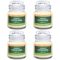 Citronella Candles 4-Pack, 4oz Yellow Soy Wax with Lemongrass Essential Oil - Scented Glass Jar Candles for Outdoor and Indoor Use