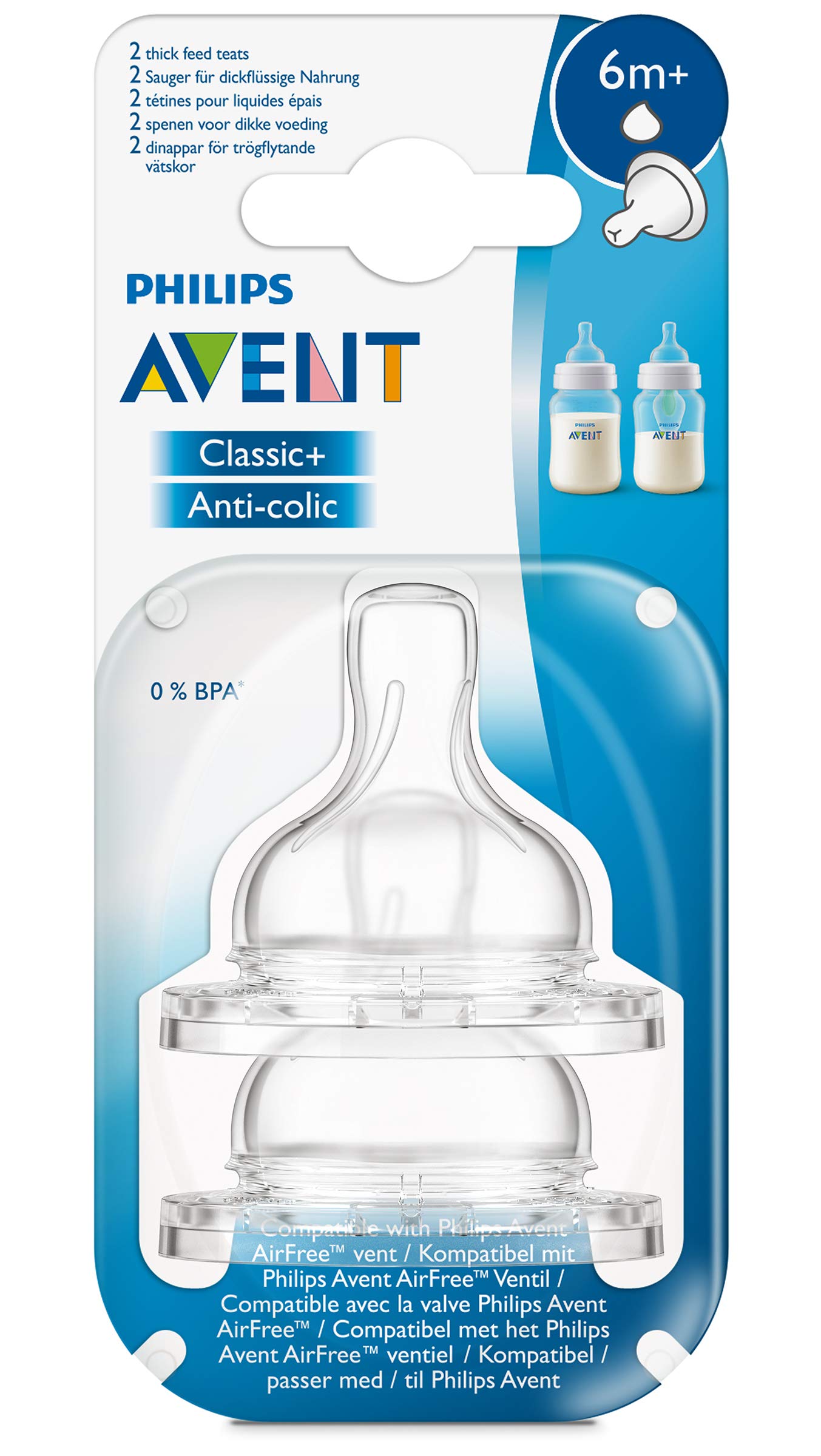 Avent Airflex 6m+ Teats for Thick Feeds x2