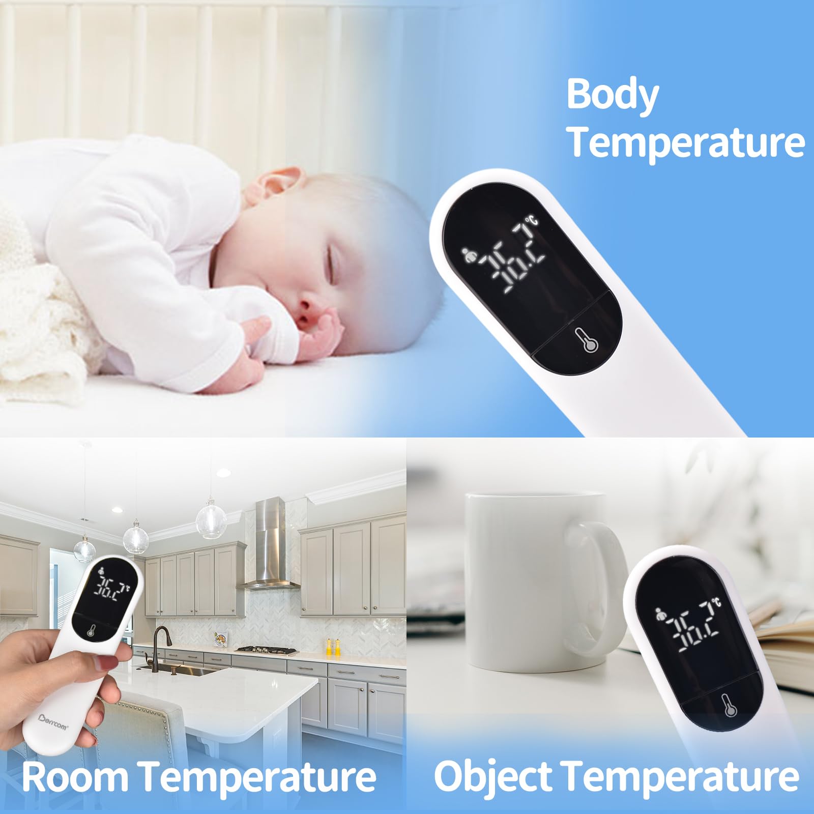 [Value Bundle] Berrcom No Touch Forehead Thermometer JXB315 & Berrcom Contactless Thermometer 3 in 1 for Adults and Kids JXB178
