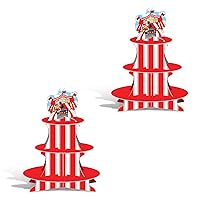Beistle 2 Piece Printed Durable Cardstock Paper Striped Circus Tent Cupcake Stands And Dessert Holders for Carnival Theme Birthday Party Supplies