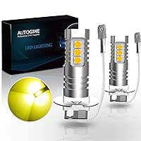H3 LED Fog Light Bulbs, 2000 Lumens Extremely Bright 3030-SMD H3 LED Bulbs with Projector for Auto Motorcycle Cars Trucks SUV Fog DRL Lights(3000K Amber Yellow)