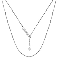 Jewelry Affairs Sterling Silver Rhodium Plated Sliding Adjustable Piatto Chain, 22