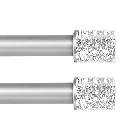 HEI! DEAR 2 Pack Silver Curtain Rods for Windows 66 to 120 Inch,1 Inch Adjustable Long Curtain Rod,Heavy Duty Curtain Rods,Single Window Curtains Rods,Decorative Telescoping Drapery Rod 66-120